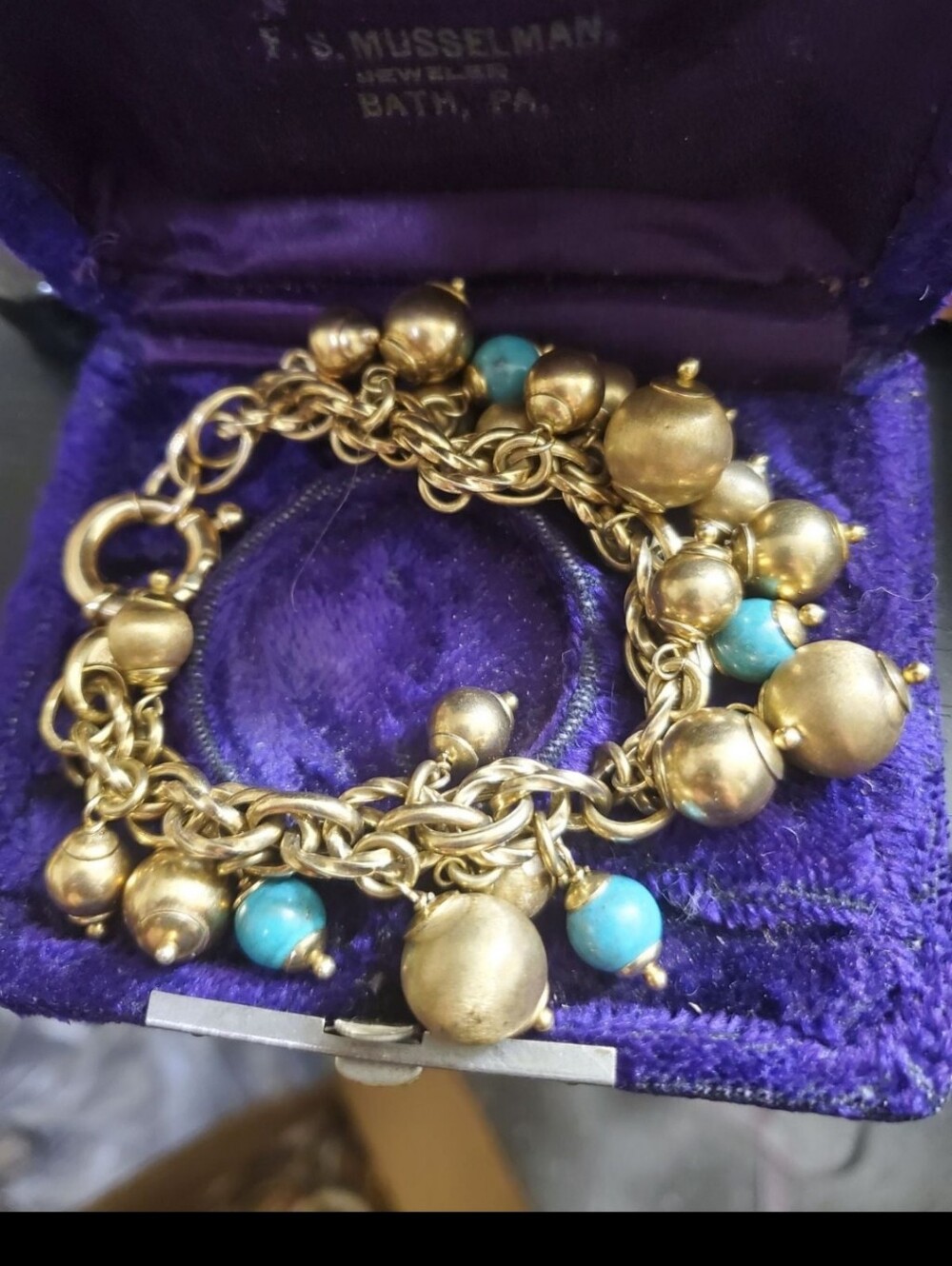 Sterling ball bracelet- stamped 925 Italy. This is vermeil so it has a gold wash